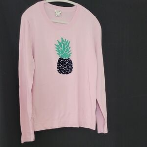 J.Crew Pink Pineapple Graphic Long Sleeve Tee